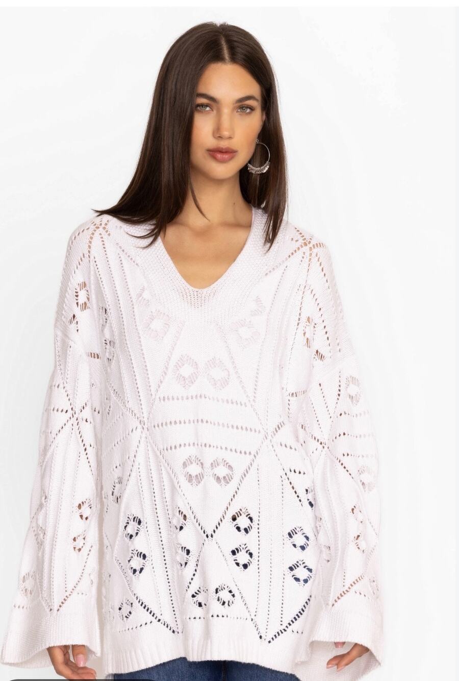 Johnny Was Baja White SWEATER Pullover NWT